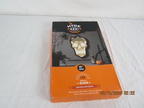 Hyde & EEK Boutique Halloween Decoration LED Skull Lighted Sign w/ Timer 15" - Picture 11 of 11