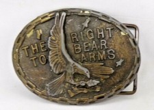 Vintage The Right To Bear Arms Brass Belt Buckle Eagle