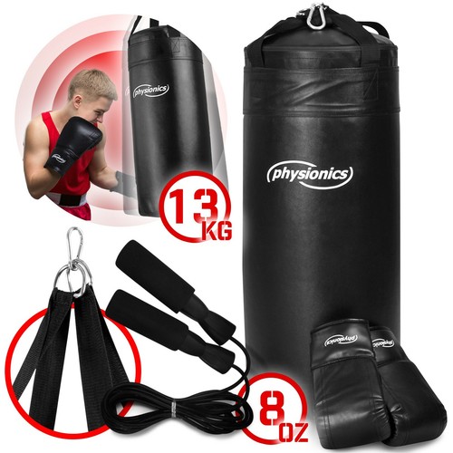 Physionics® Kinder Boxset Boxsack 13 kg Gefüllt Boxhandschuhe Sandsack Boxen Set