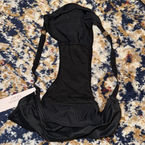 VICTORIA'S SECRET XS BLACK GOLD ADJUSTABLE STRAPS STRING BIKINI PANTIES NWT - Picture 5 of 5