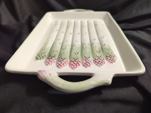 Williams Sonoma "Asparagus Serving Tray" w/ Handles, #6804, Majolica- PRE-OWNED - Picture 6 of 16