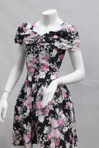 Mini Vestido Vintage Años 90 Estampado Floral Cottagecore Romántico Boho Retro - Imagen 3 de 12