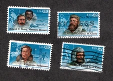 #2220-23 Arctic Explorers Stamps, Used Se-Tenent of 4, 22 cent, Off Paper