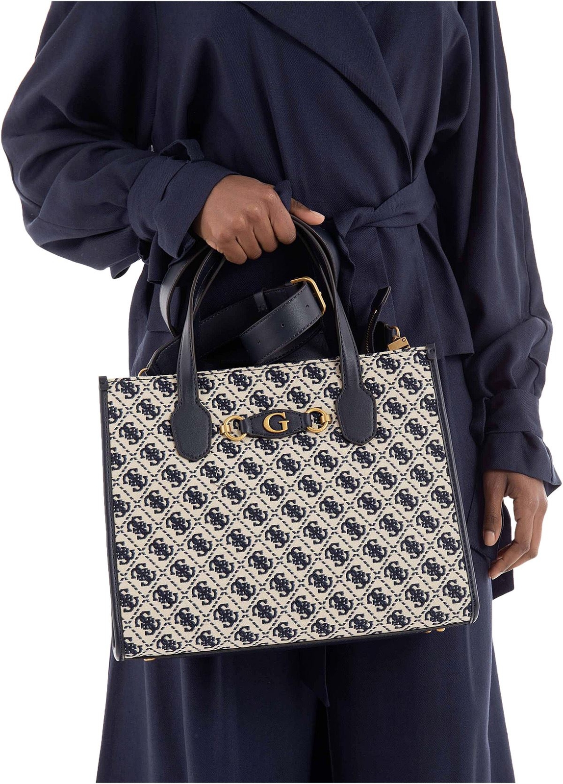 Guess Hwjb8654220 Izzy Diamond 4G Logo Tote Bag In Navy Multi | eBay