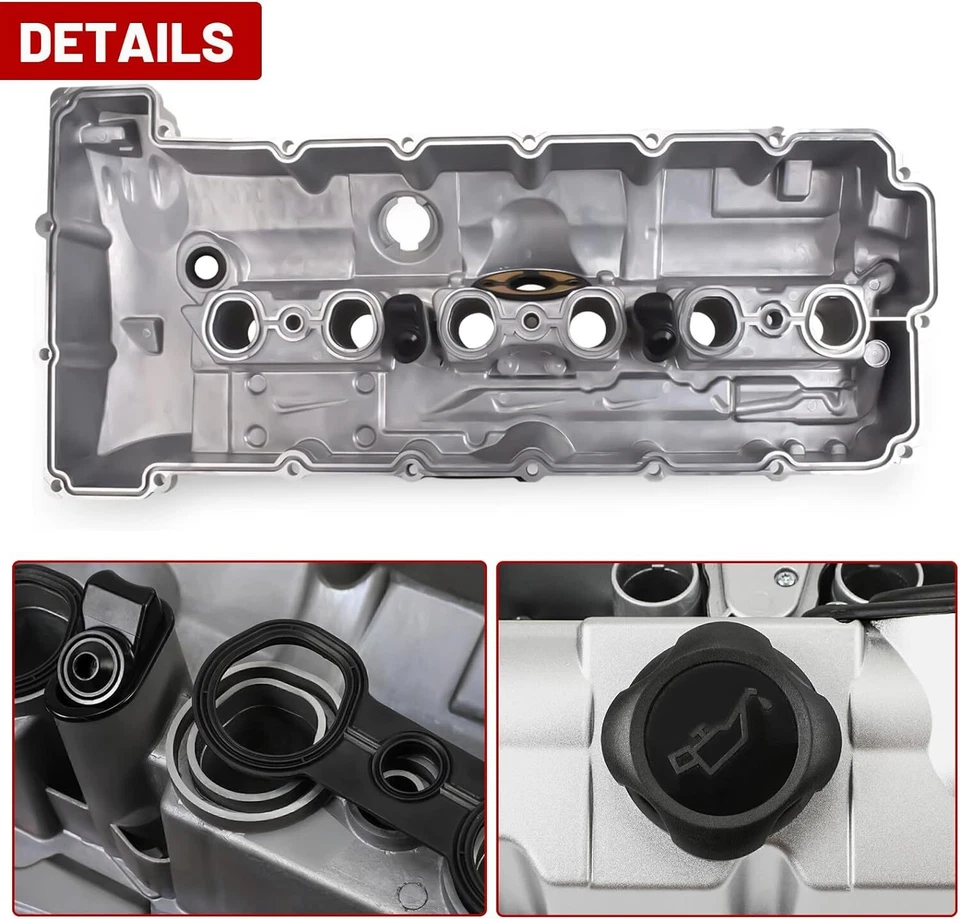 Cubierta de válvula de aluminio para BMW N52 E70 E82 E90 E91 328i 528i 128i X3 11127552281 Foto 3 de 4