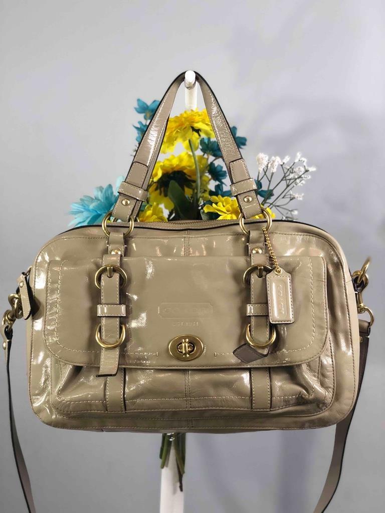 COACH Chelsea Putty Color Patent Leather Satchel Bag #F14030 COACH Chelsea Putty Color Patent Leather Satchel Bag #F14030