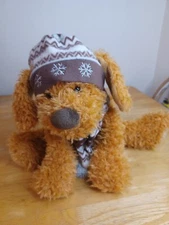 Hug Fun Intl Inc.Winter Brown Teddy Bear Plush Dog 14" Hat & Scarf 