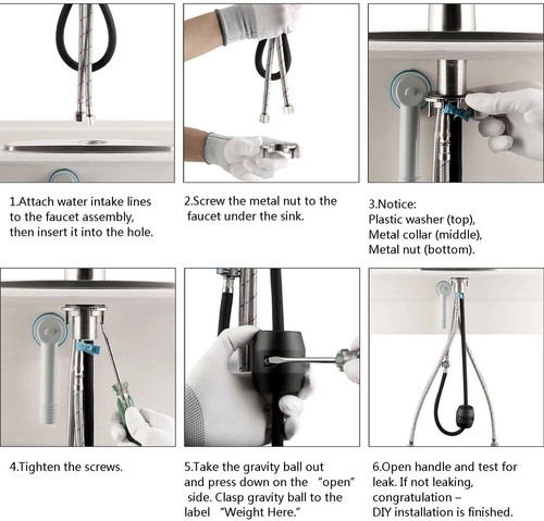 Kitchen Faucet, Waterfly Kitchen Sink Faucet, Pull-Down Kitchen Faucet - Picture 4 of 9