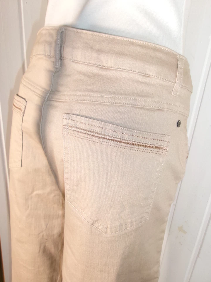 Pantalon jean beige stretch droit Captain Tortue trend W34 44 taille reglable - Photo 3/4