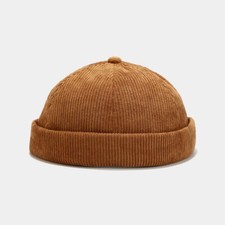 Damen Herren Kord Helmkraut Matrose Hut Kappe Docker Beanie Brimless Roulé Bund