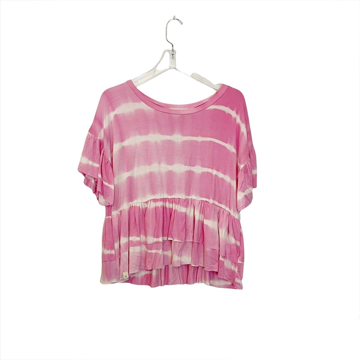 Tie Dyed Striped Ruffle Top Tie Dyed Striped Ruffle Top