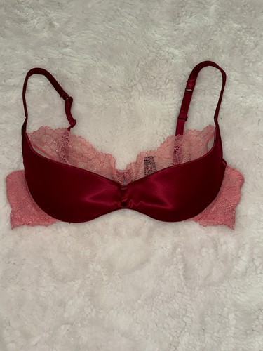 Neu ADORE ME 36C roter Satin & Spitze Uplift BH + passendes Höschen Hipster Gr. M Set - Bild 5 von 11