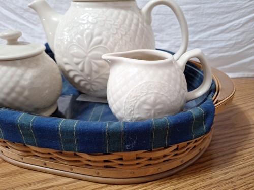 Longaberger Collectors Club Serving Tea Tray Set Teapot/Sugar/Creamer-NEW! - Picture 4 of 23