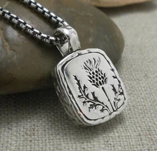 Sterling Silver Scottish Thistle Pendant Keith Jack Sterling 22" Chain Gift Box