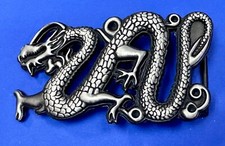 Chinese Dragon Figural Cutout Silver Tone Fantasy NOS Belt Buckle