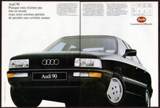 1988 AUDI 90 Vintage Original 2 page Print AD - Black car sedan photo France