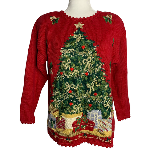 Vintage Tiara Knit Holiday Sweater L 
