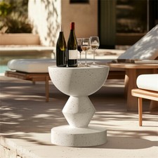Antique Decorative Garden Stool Heavy Duty Faux Terrazzo Plant Coffee Side Table