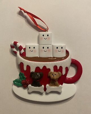 Personalized Marshmallow Family of 4 with 2 Dogs or Cats Christmas ...