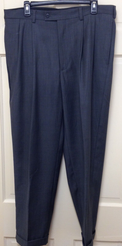 John Henry Men's Pleated Cuffed Dress Pants Dark Grey Size 36x29 - Picture 9 of 10