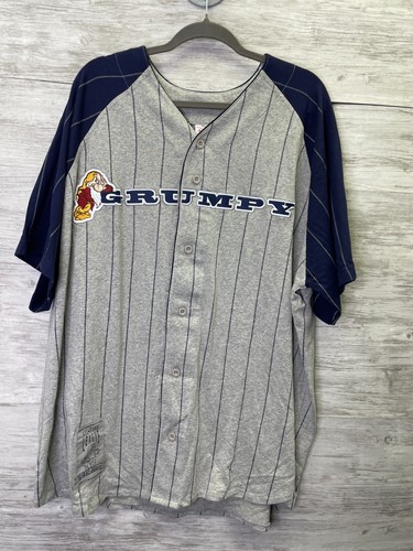 VTG Disney Store Grumpy Baseball Shirt Mens XL Blue Gray Seven Dwarfs - 第 1/7 張圖片