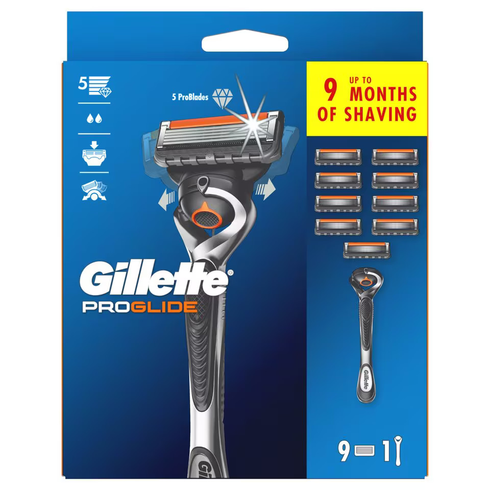 GILLETTE FUSION PROGLIDE  FLEXBALL 9 BLADE + 1 STICK 100% GENUINE NEW & SEALED