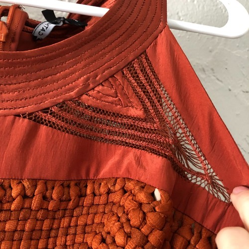 NWT Catherine Deane Halaya Silk Tulle Rust Orange Mesh Dress Boho Macramé Gown - Picture 7 of 19
