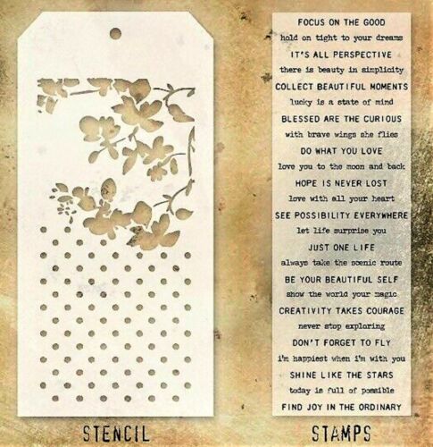Sayings Clear Stamp & Blossom & Polka Dot Stencil Set by Tim Holtz NEW! - Picture 2 of 2
