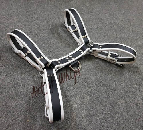 MENS LEATHER ADJUSTABLE CHEST STRAP HALF HARNESS CLUB-WEAR COSTUME COLOUR OPTION - Picture 9 of 12