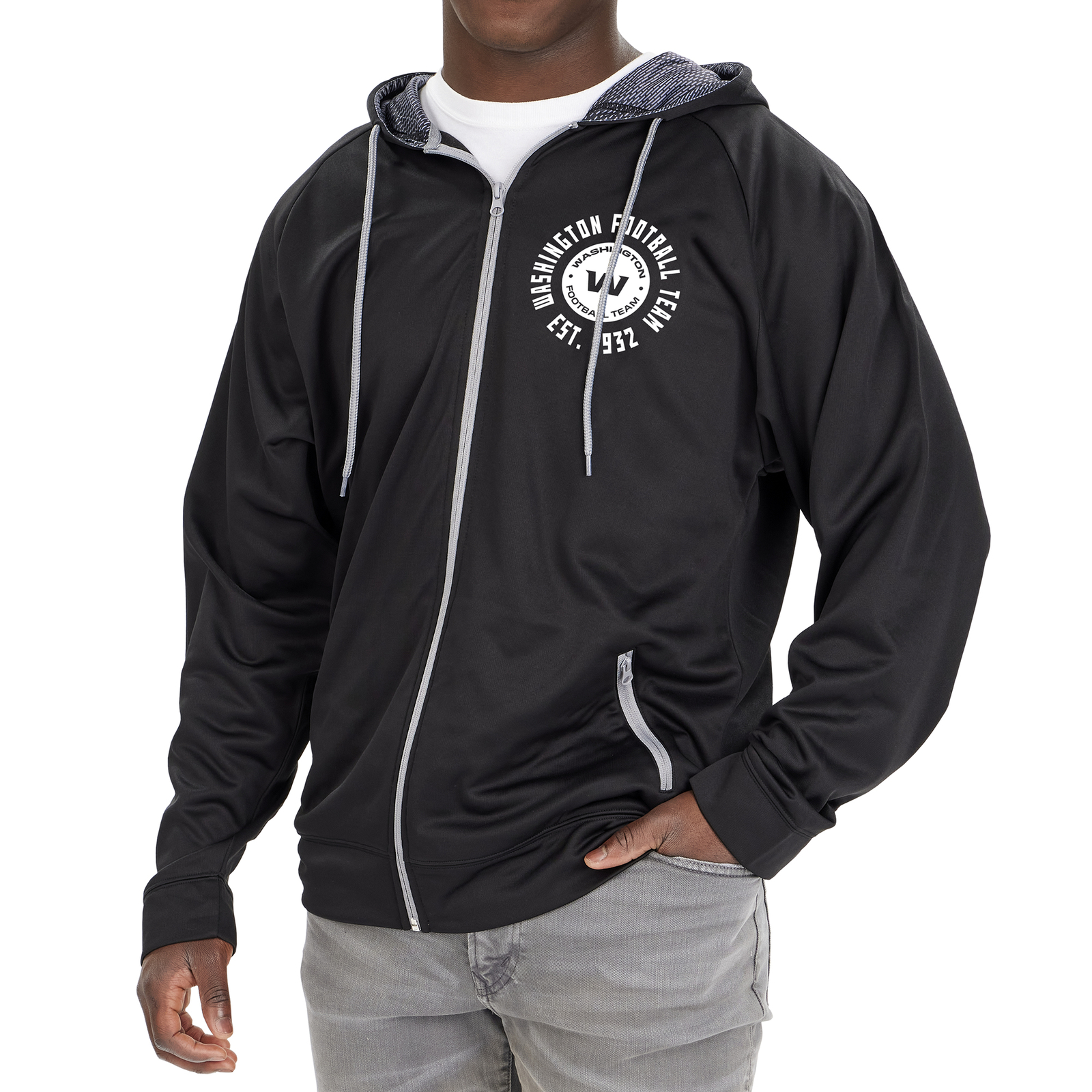 Флисовая толстовка с капюшоном на молнии с принтом Гадюки Zubaz Мужская футбольная команда NFL Washington