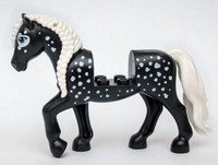 Lego Animal Friends Schwarzes Pferd Mit WeißEn Punkten Minifigur