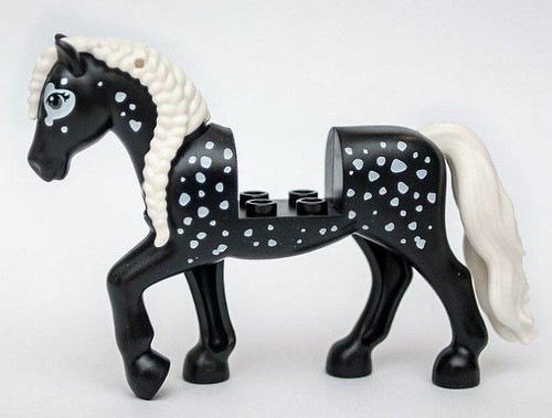 Friends LEGO Minifigure Horse Black w White Spots Animal Minifig Rare - Picture 1 of 1