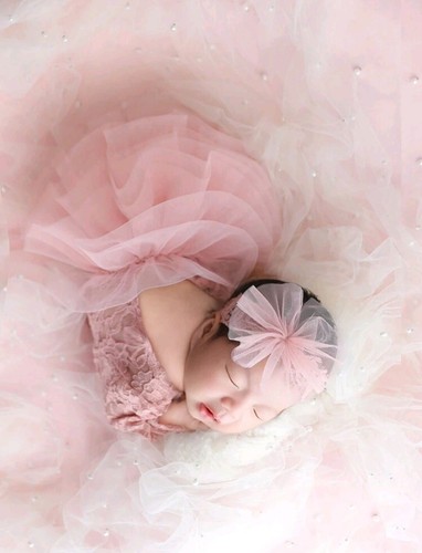 Baby Girl Lace Flower Bodysuit & Headband Dress Photography Prop Set 0-1 Month - Picture 3 of 35