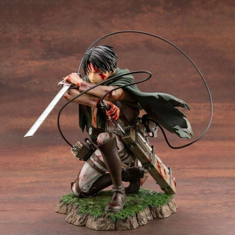 MARKENLOS Anime Figur Figuren Levi Ackermann Attack on Titan Kampfschaden blutiger Kampf.