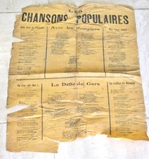 document ancien (affiche) Les chansons populaires - 6 chants complets