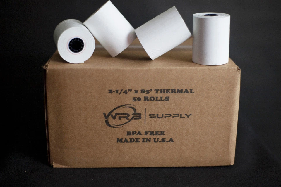 WRB SUPPLY Thermal Rolls, 2.25 X 85 Feet, White, 50 Rolls, FREE SHIPPING