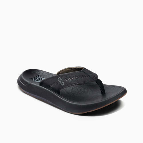 REEF Men's Swellsole Cruiser Flip Flop Regular Sandal - Black/Grey, Size Options - Picture 11 of 12