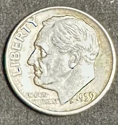 1959 D Roosevelt Dime 90% Silver Extra Fine XF Beautiful 🇺🇸 Vintage Coin#208A
