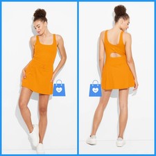 XS - Womens Game Day Ribbed Tank Active Dress - JoyLab - Dark Orange