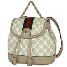 GUCCI GG Supreme Backpack 795221 Beige Leather Daypack with Dust Bag #BS418