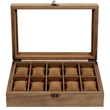 Uhrenbox Uhrenkoffer Uhrenschatulle Uhrenkasten Uhrentruhe Paulowniaholz 10Uhren