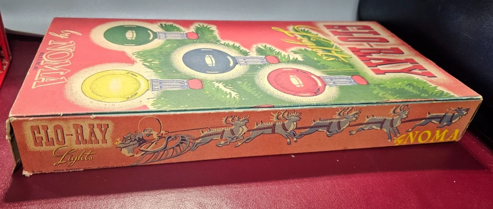 Juego de caja de luces Noma Glo-Ray vintage hilo de luz con 7 bombillas redondas GE cuentas rojas Foto 2 de 4
