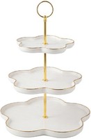Etagere Keramik BlüTenform Mit Goldrand 24 Cm Weiß Clayre & Eef