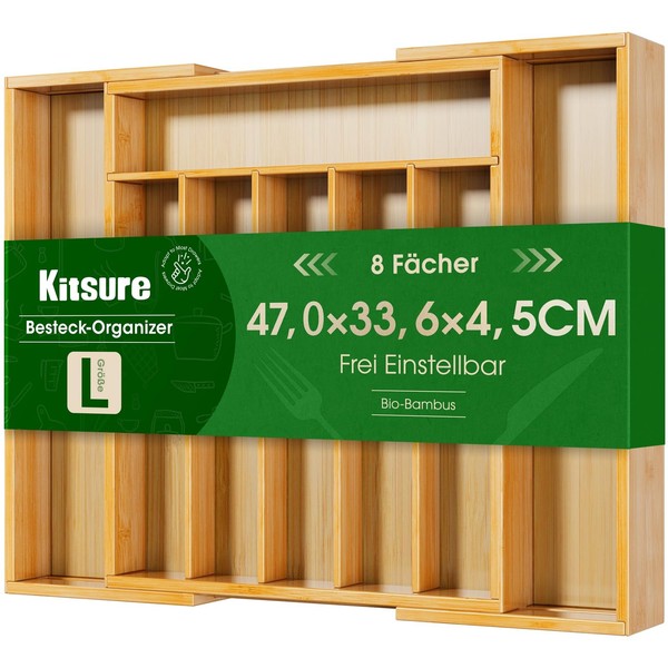 Bambus Besteckkasten Organizer Schublade 8 FäCher Erweiterbar KüChenutensilien-image