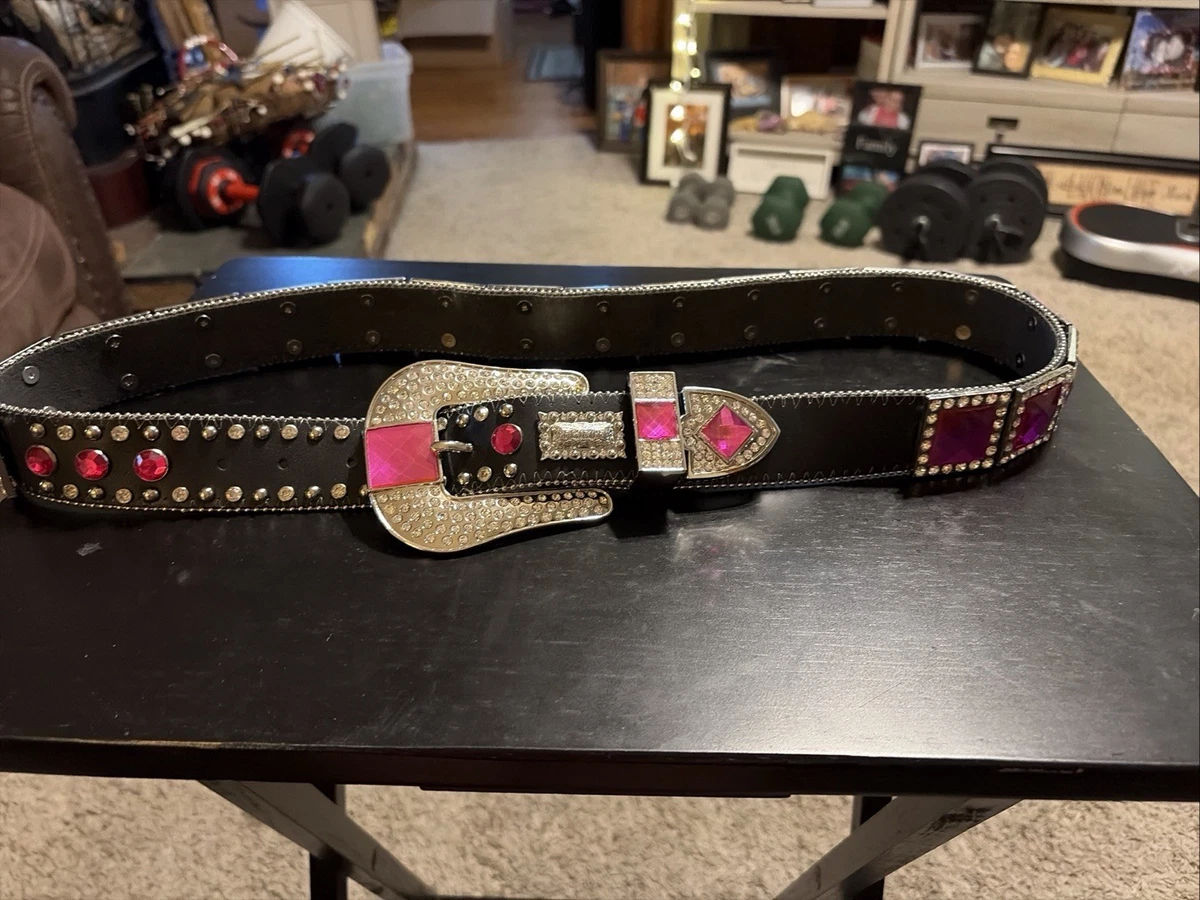 Vintage Y2K Pale Pink Leather Belt with Crystal Stud Clusters Pink Rhinestone Belts – Glam Shine, Y2K Vibes, Free U.S.  main image 2