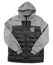 Ecko Mens Hooded Jacket M Puffer Zip Front Long Sleeve Quilted Black Gray $88