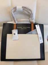 ✨ Marc Jacobs Colorblock Leather Tote Handbag Purse – Black/Beige – NWT