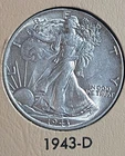 1943 d walking liberty half dollar bu