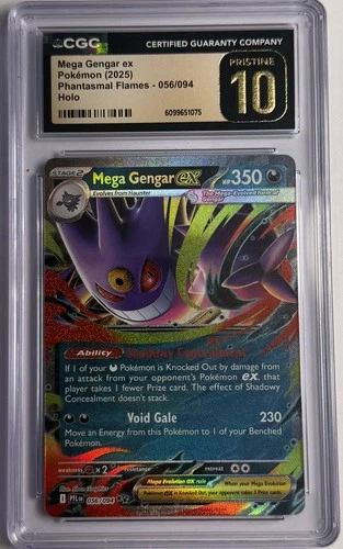 CGC 10 PRISTINE Mega Gengar Ex 056/094 HOLO RARE Phantasmal Flames Pokemon Card