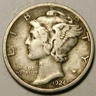 1924 D Mercury Dime 90% Silver VF-EF   "Actual Coin Pictured - Not Cleaned"